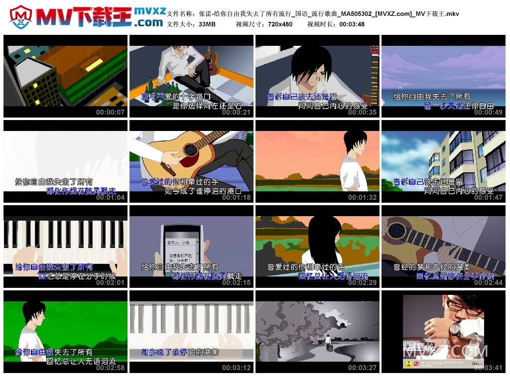 张雷-给你自由我失去了所有流行_国语_流行歌曲_MA505302